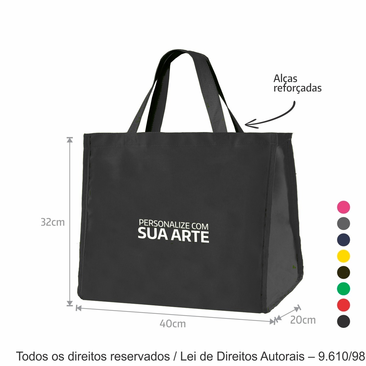 12LC SACOLA DE LONA COLORIDA 40X32X20CM CINZA ESCURO