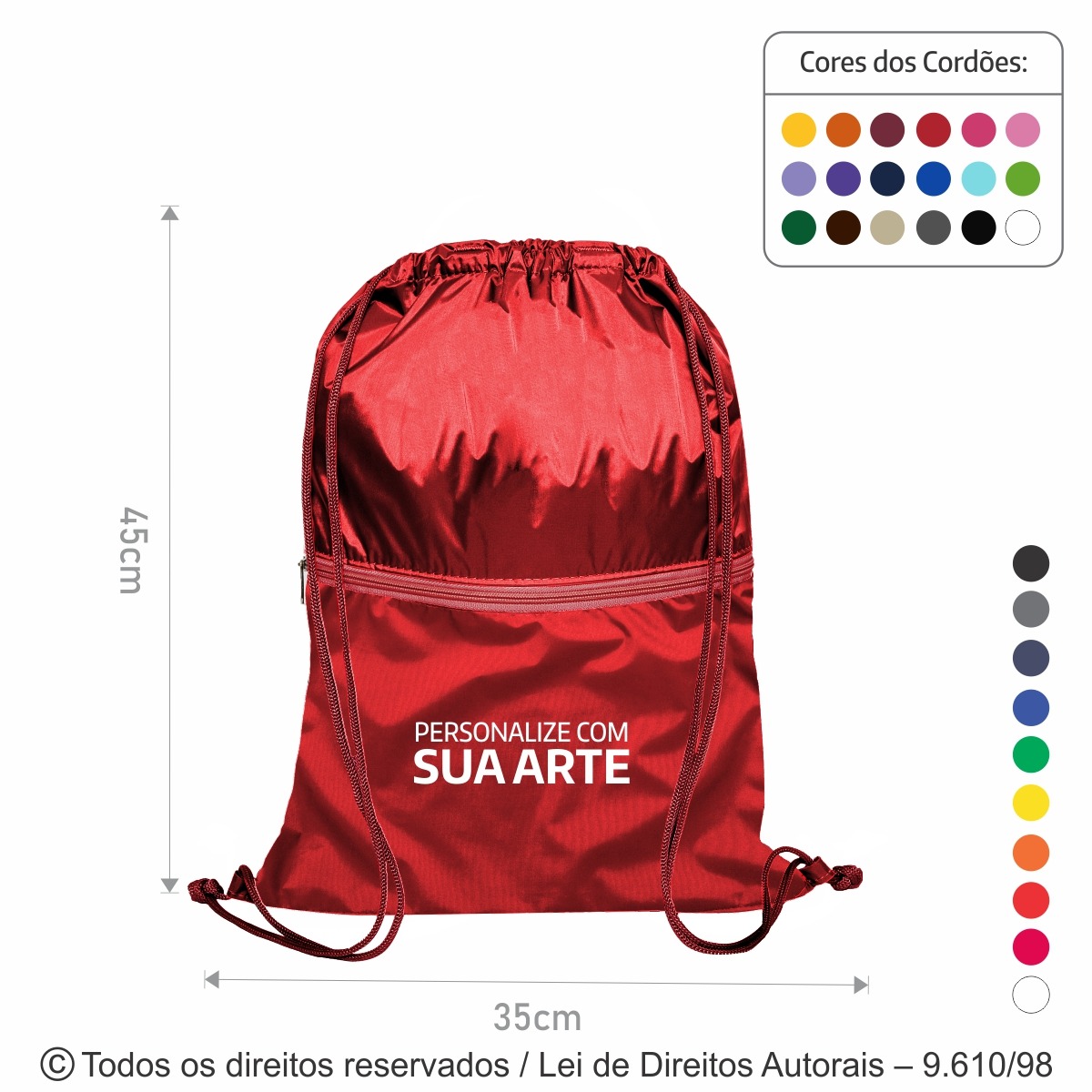 M34 MOCHILA DE NYLON 70 EMBORRACHADO 35X45CM VERMELHO