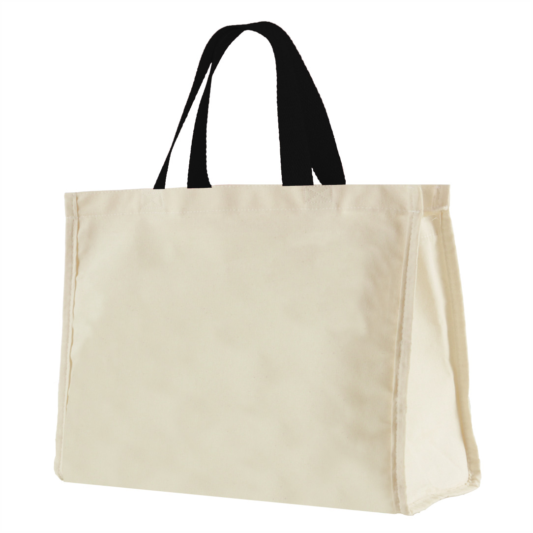 12LFC SACOLAS DE LONA 240G 40X32X20CM NATURAL COM ALÇA PRETA KIT 100
