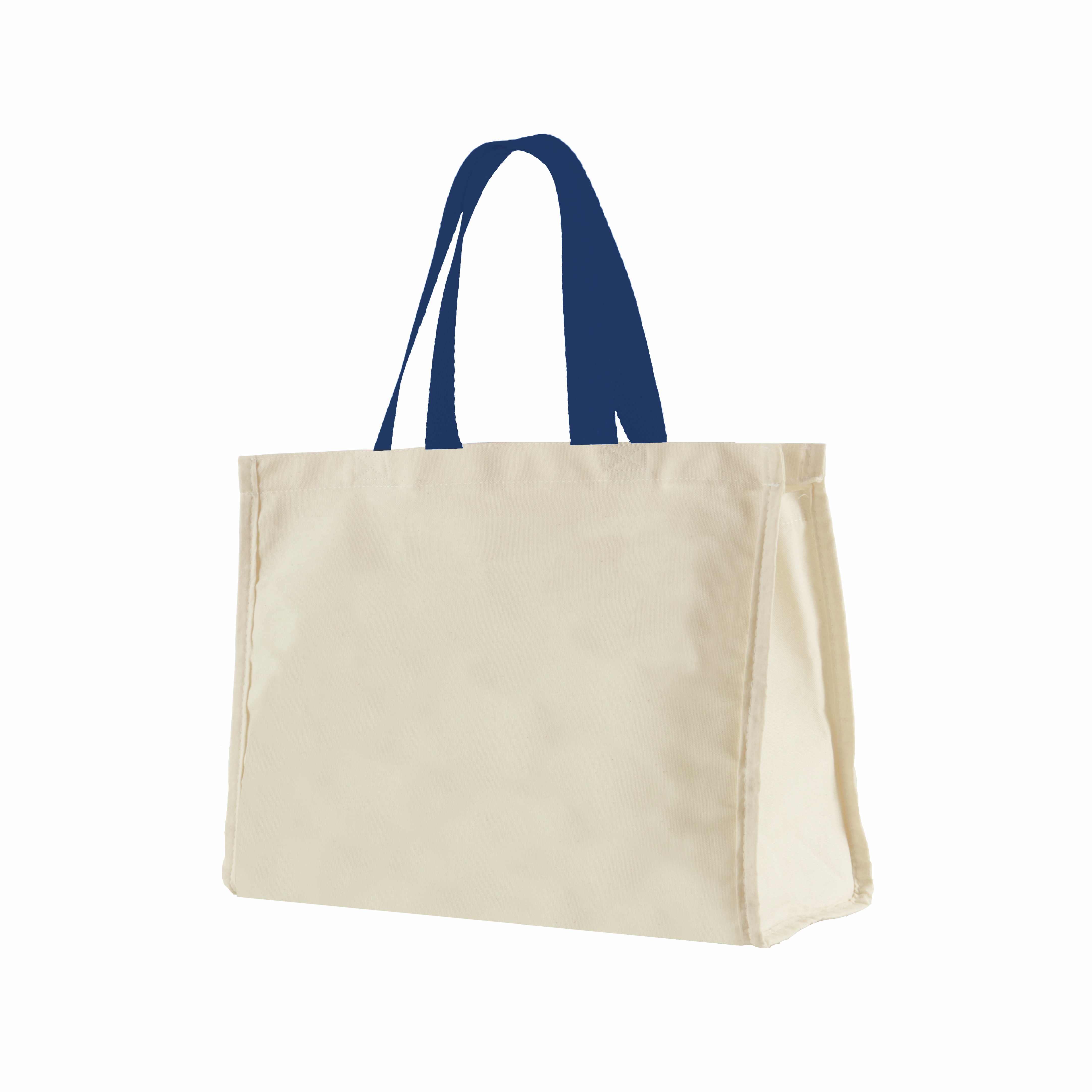 12LFC SACOLAS DE LONA 240G 40X32X20CM NATURAL ALÇA 70CM AZUL MARINHO KIT 10