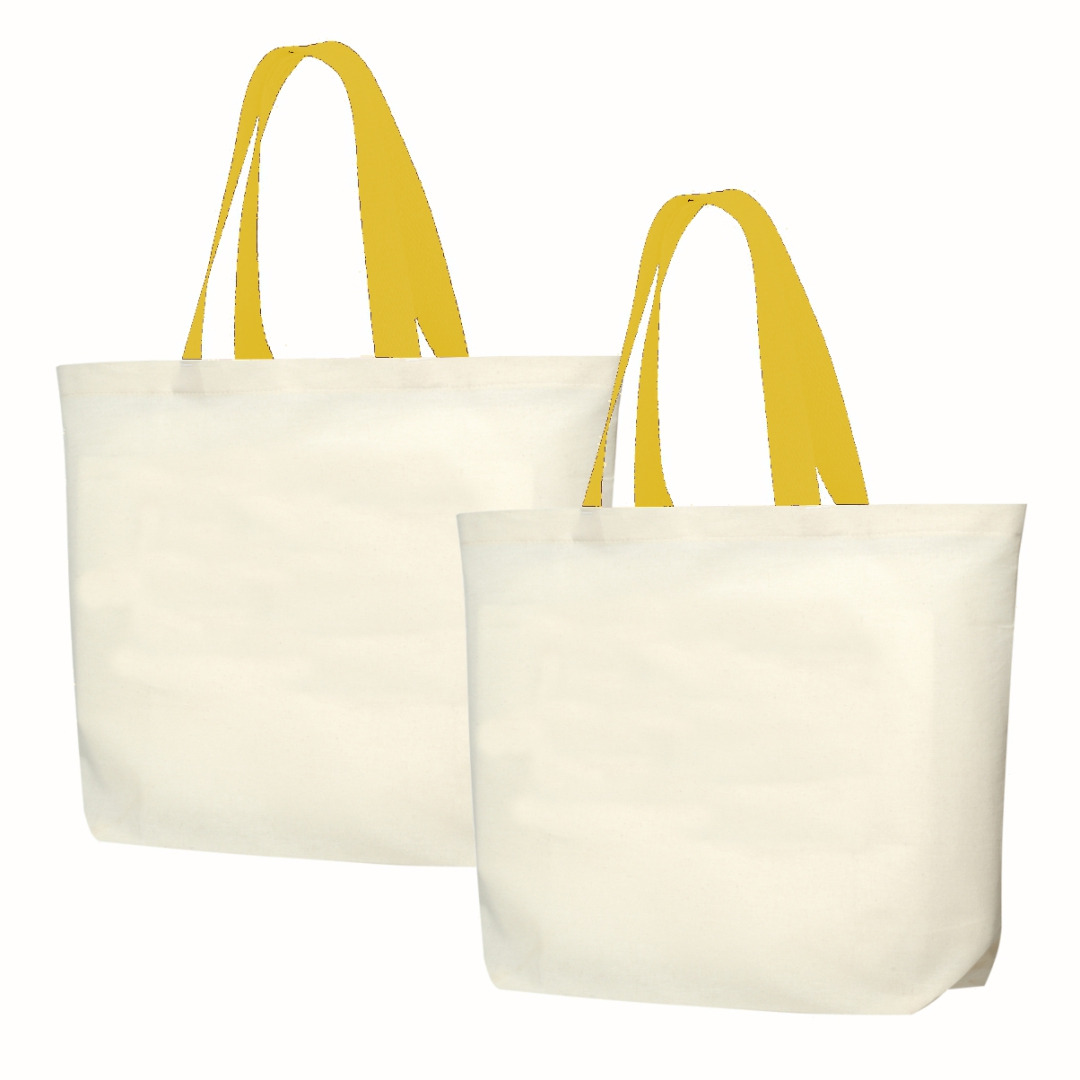 2LFC SACOLA DE LONA 240G 46X40X10CM NATURAL COM AMARELO OURO KIT 2 PEÇAS Mercado Livre