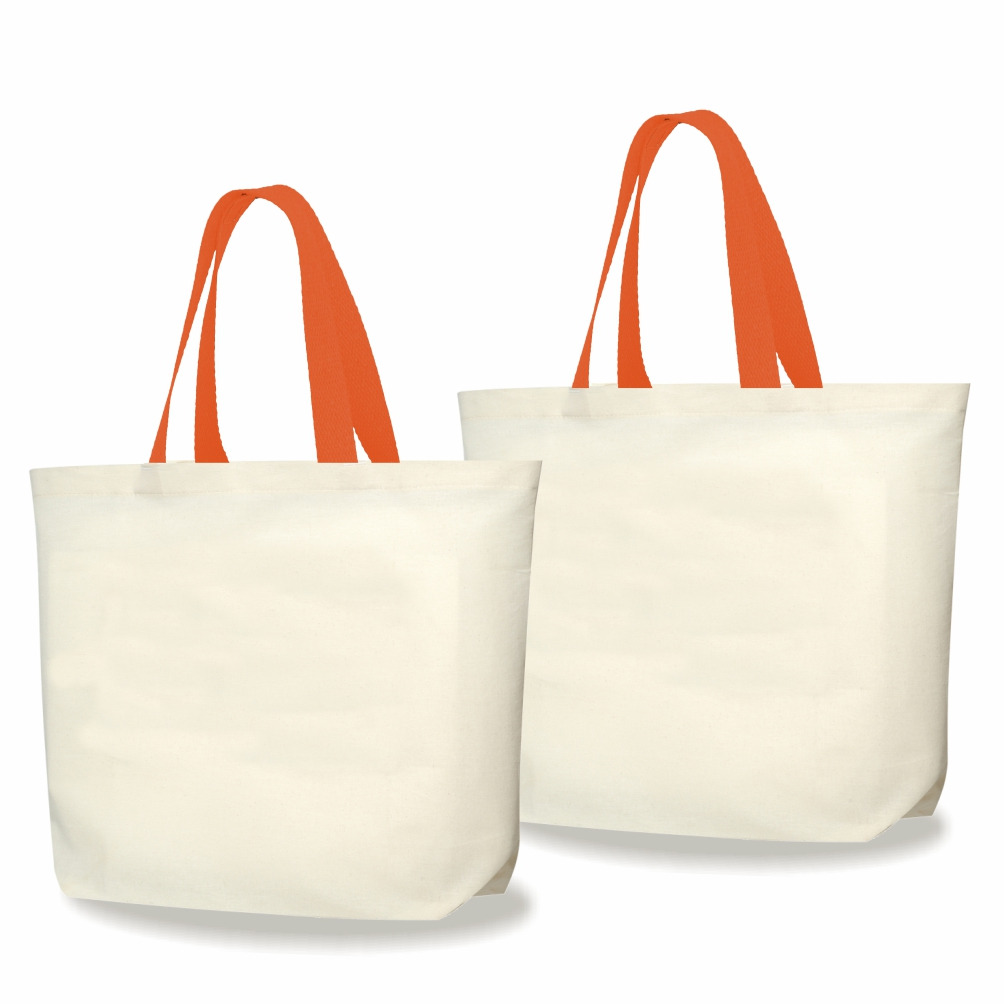 2LFC SACOLA DE LONA 240G 46X40X10CM NATURAL COM LARANJA KIT 2 peças Mercado Livre