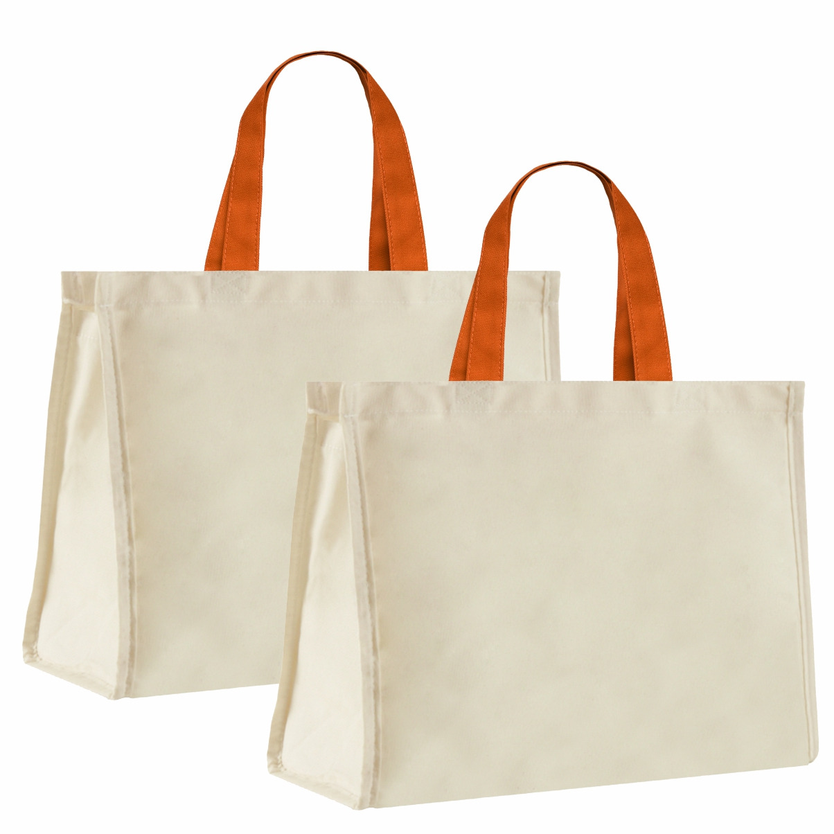 12LFC SACOLA DE LONA 240G 40X32X20CM NATURAL ALÇA LARANJA KIT 2 Peças Mercado Livre