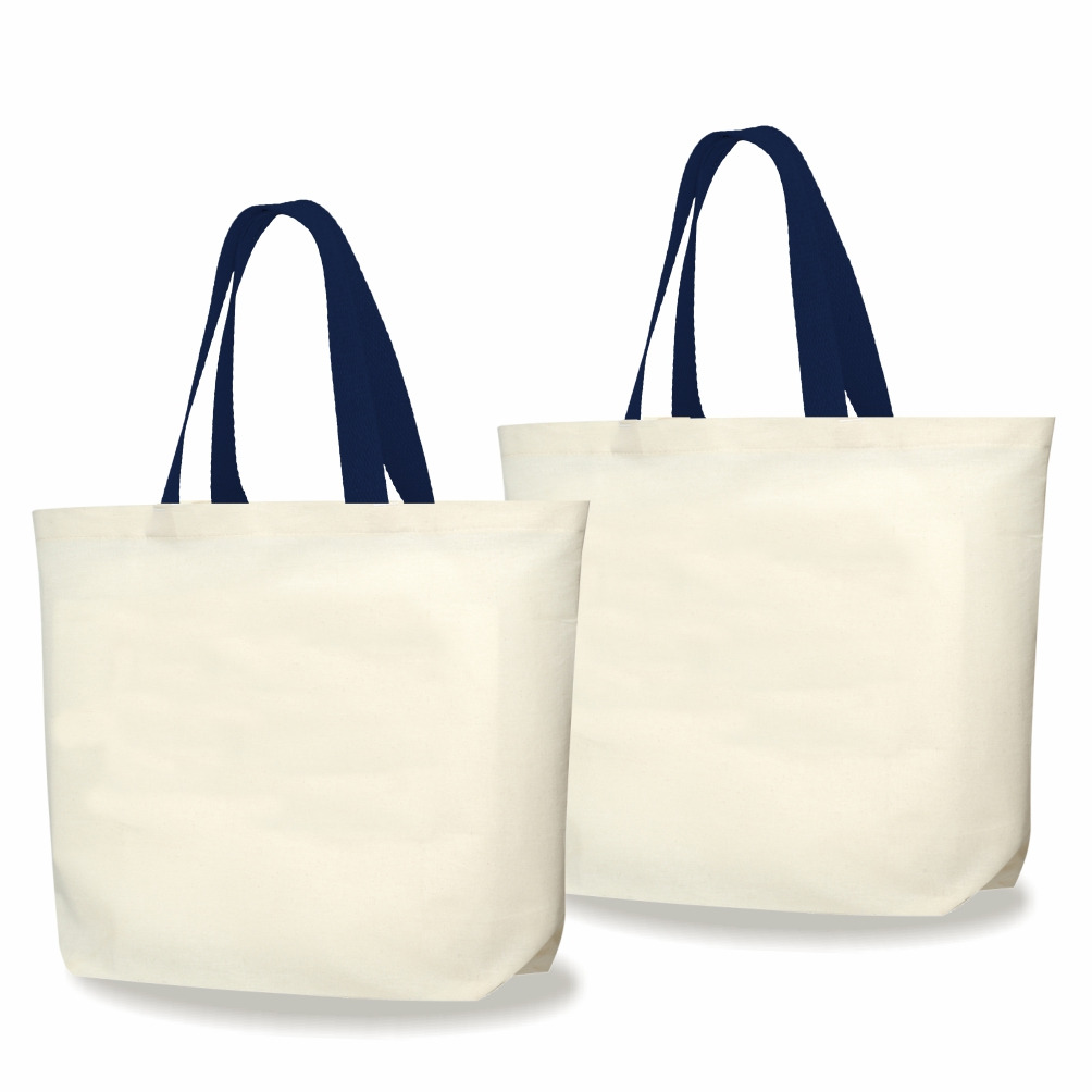 2LFC SACOLAS DE LONA 240G 46X40X10CM NATURAL COM AZUL MARINHO KIT 2 Mercado Livre