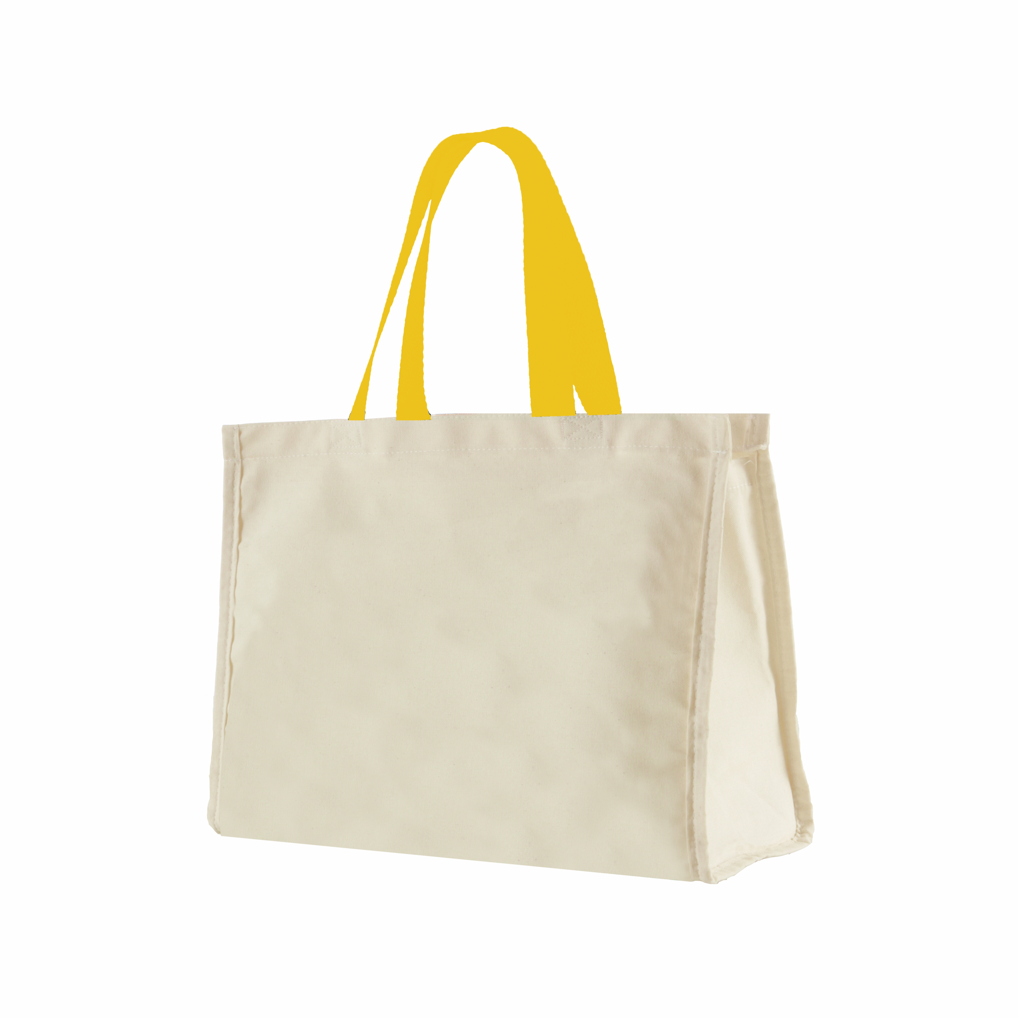 SM12 SACOLA DE LONA 240G 40X32X20CM NATURAL COM AMARELA