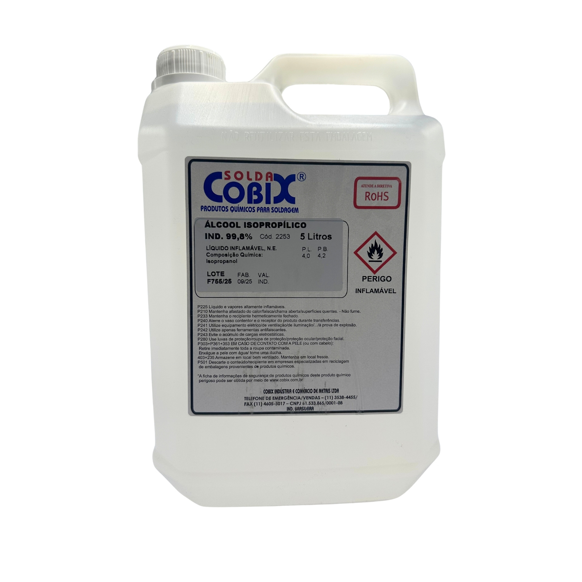 ÁLCOOL ISOPROPILICO 99,8% 5L COBIX